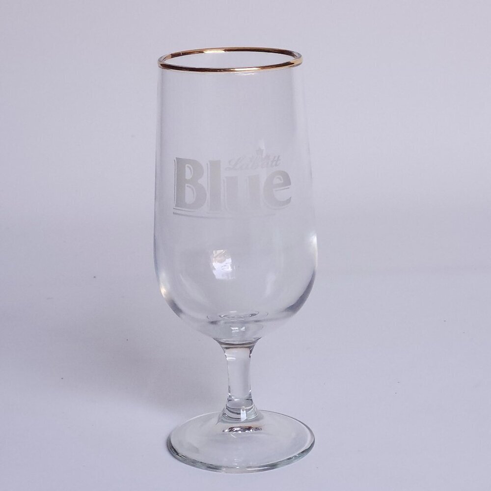 FUN Labatt Blue Chalice Glass Beer Glass Gold Rim